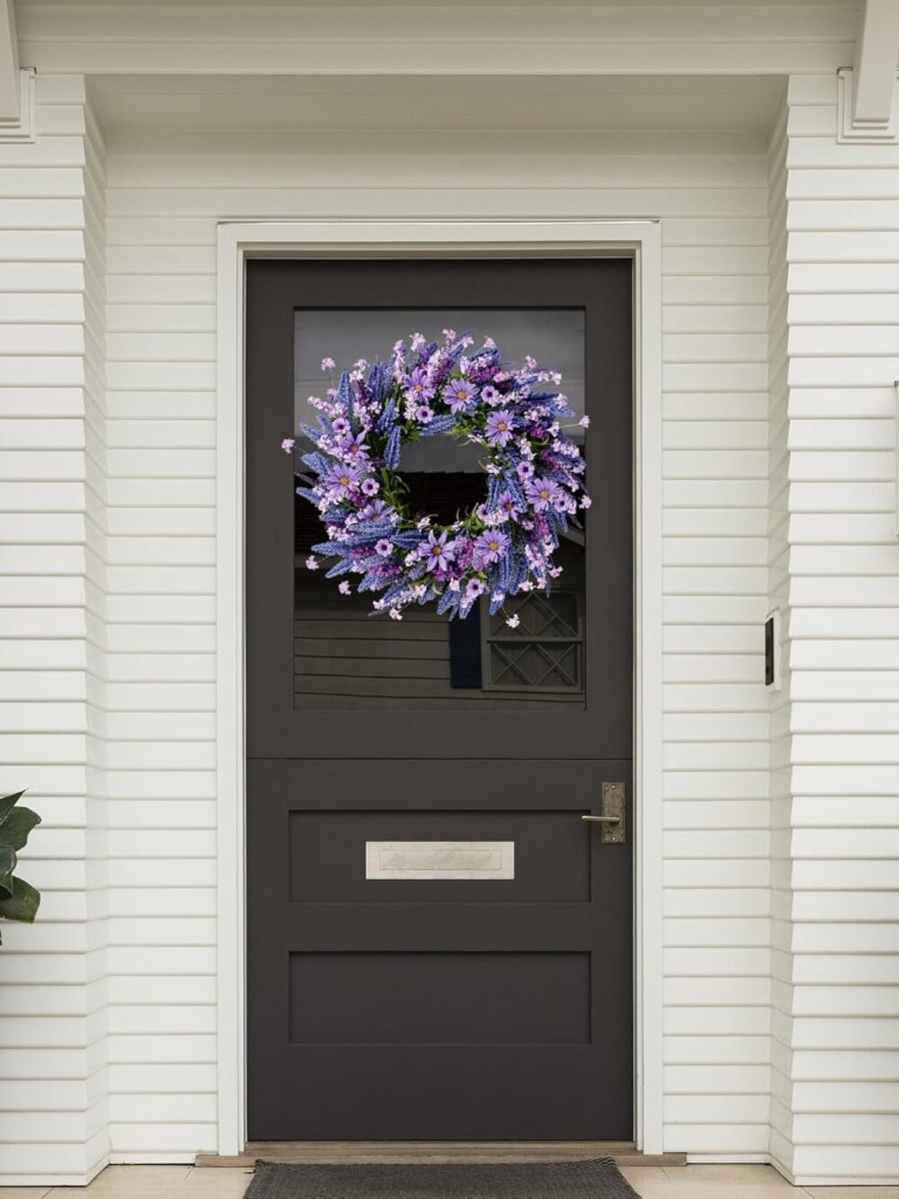 Lavender Wreath for Front Door 22 Inch - Purple Daisy Spring Summer Artificial W - Picture 2 of 7
